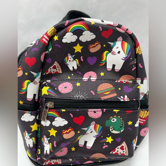 Ashley. M Unicorn and Junkfood Collage Mini Backpack (PB1) - Picture 3 of 8